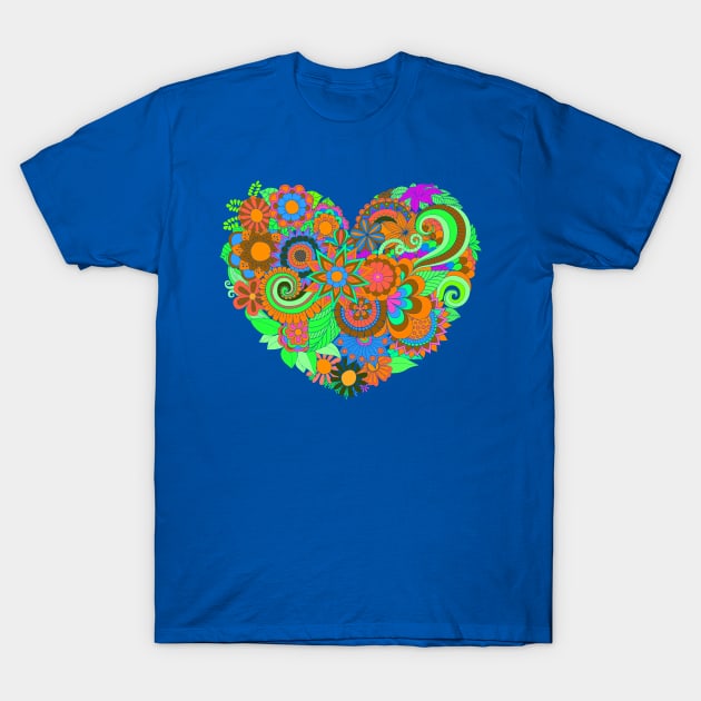 Colorful Floral Heart T-Shirt by AlondraHanley